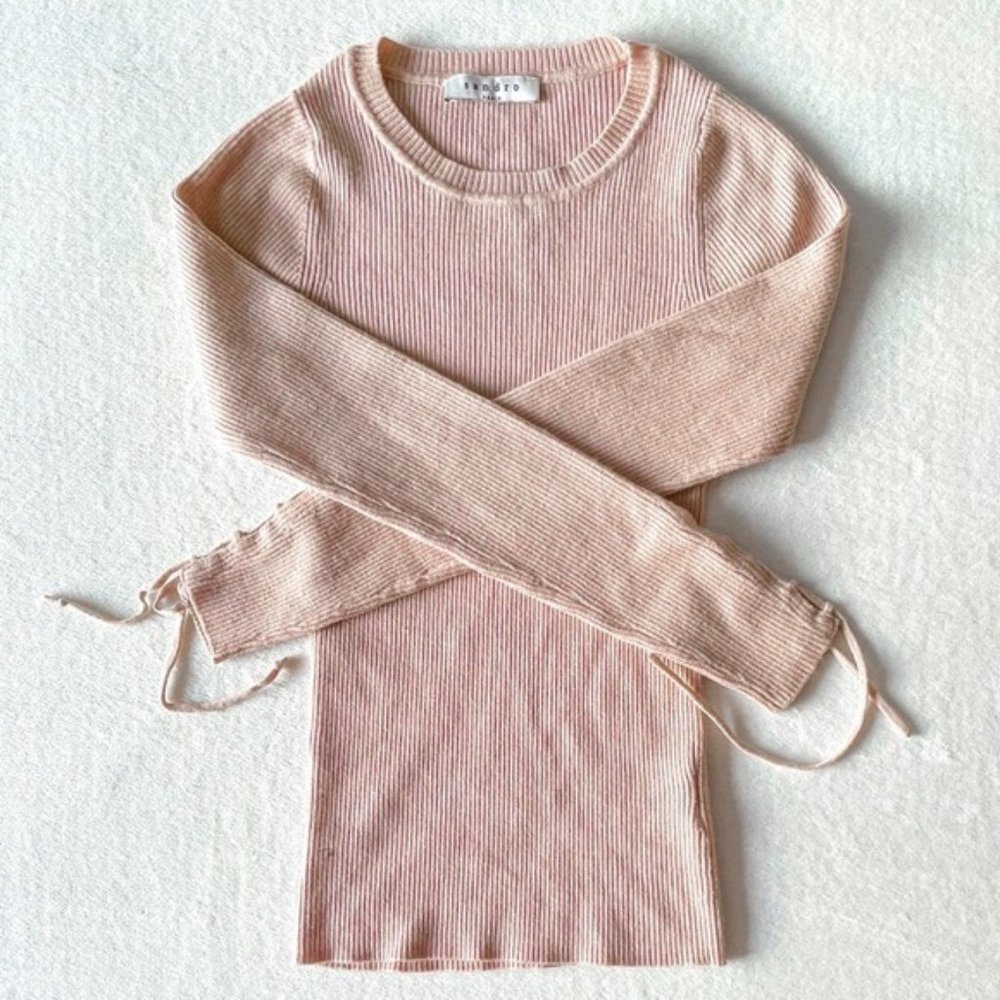 sandro Pink Tie-sleeve Longsleeve Sweater